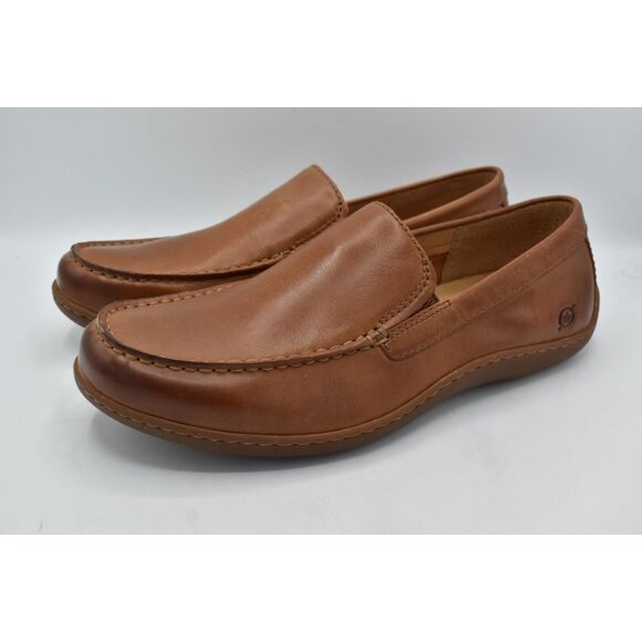 Born Mens Size 11 Caleb Medium Brown Full Grain Leather Slip On Loafers Shoes - Picture 2 of 12